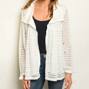Hayden Cream Lace Zip-Up Jacket